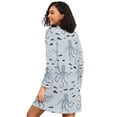 thumbnail image 2 of FORMRS Womens Long Sleeve Nightgowns Crew Neck Sleep Shirt Soft Pajamas Sizes S-3XL, Blue Octopus Pattern, 2 of 8
