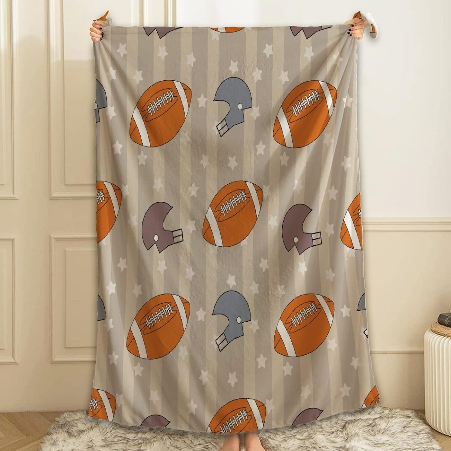American Football Pattern Blanket Gifts Plush Fuzzy Cozy Soft Lightweight Blankets for Couch Air-Conditioning Quilts Decor Blanket for Chirstmas Birthday 60"x50" for Teens