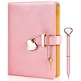 thumbnail image 1 of Diario Candado Corazón + Llave + Bolígrafo Diamante + Cuero sintético: Organizador Personal, Agenda, Cuaderno Regalo Mujeres y Niñas, 1 of 3