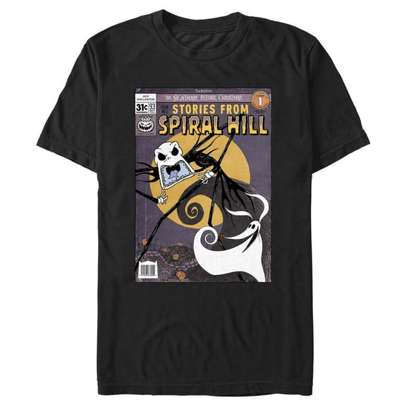 Men's The Nightmare Before Christmas Stories from Spiral Hill Jack and Zero Comic Book Graphic T-Shirt