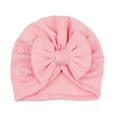 thumbnail image 2 of HAOTAGS Baby Solid Color Hat,Stitch Comfort Cotton Bow Accent Beanie for Infants Pink Free Size, 2 of 3