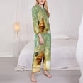 thumbnail image 2 of KLL Starfish And Seashell Print Women's Long Sleeve Pajamas with Pants Sleepwear Loungewear 2 Set-Large, 2 of 8