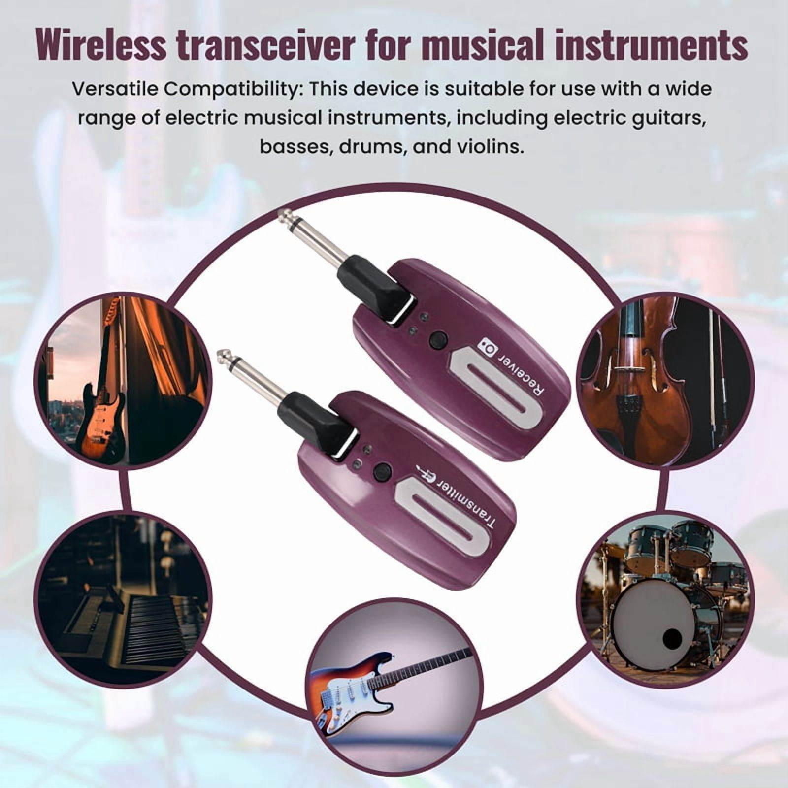 Guitar Wireless System USB Rechargeable Wireless Guitar Transmitter Receiver Electric Guitar Bass Wireless System,C