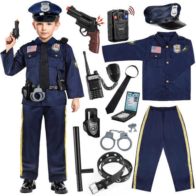 Funda de disfraz de oficial de policía para niños con accesorios