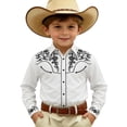 thumbnail image 4 of CONZONE Kids Boys Tops Long Sleeved Lapel Button Down Graphic Print Fashionable Tee White Size 10-11 Years, 4 of 4