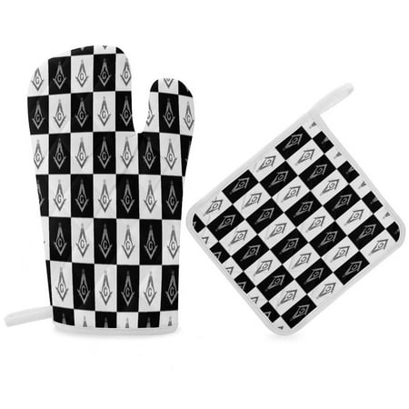 

Freemason Checkered Pattern Oven Gloves And Pots Stand Set Oven Gloves And Pot Racks Pot Racks And Oven Gloves Set