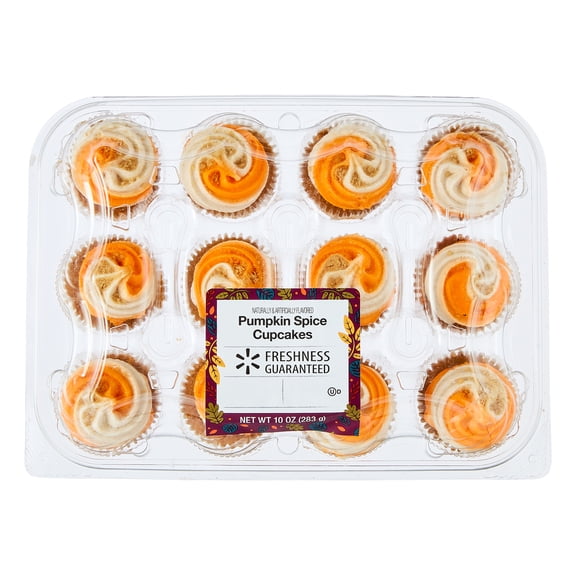 Freshness Guaranteed Harvest Pumpkin Spice Mini Cupcakes, Fall, 12 Count, 10 oz Tray