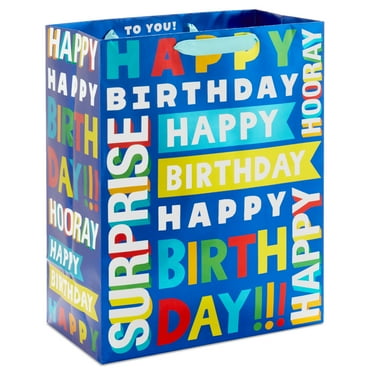 Hallmark Large Birthday Gift Bag (Tossed Words on Blue)
