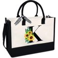 thumbnail image 2 of Sunflower Tote with Zipper Pocket, 13oz Monogram Tote Bags for Women, Birthday, Christmas, Teacher Gifts, 2 of 7