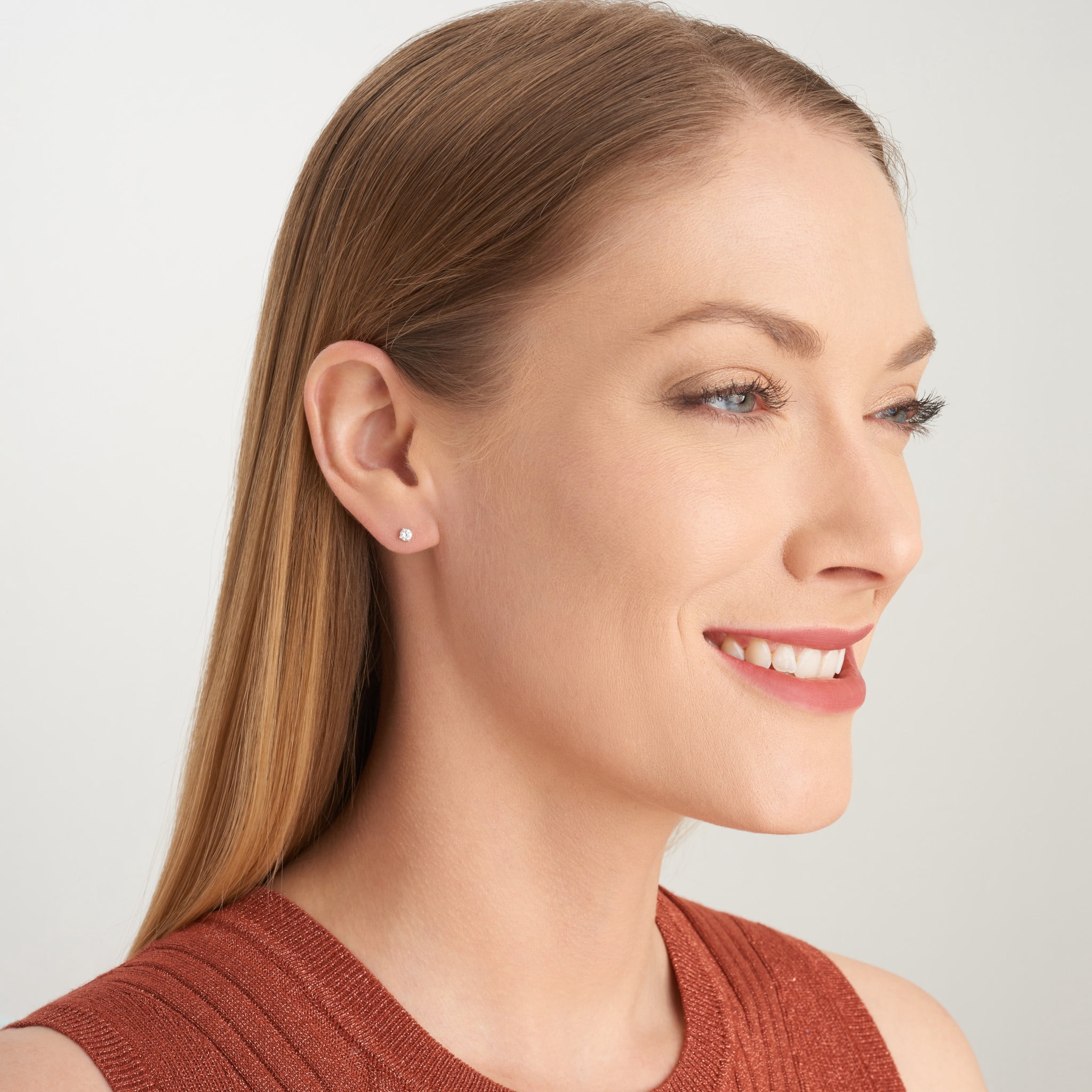 Forever Facets 1/4 CT TW Lab Grown Diamond Earrings in Platinum over Sterling Silver, Adult Female