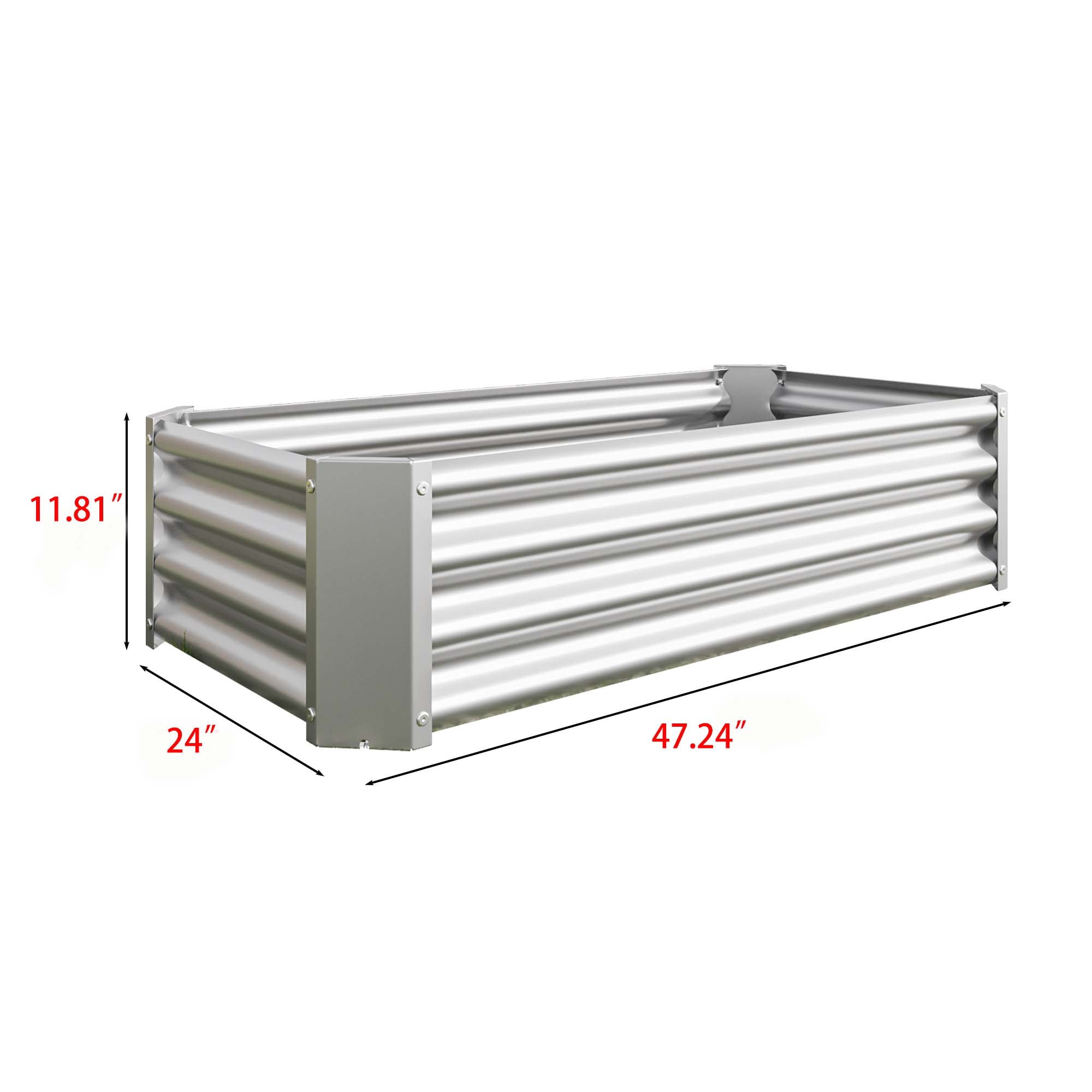 Aukfa Raised Garden Bed Kit - Garden Outdoor Planter Box for Vegetables - 4 ft x 2 ft - Silver