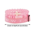 thumbnail image 2 of WWJD Bracelets Adjustable Stretch – What Would Jesus Do Cross Beaded Bracelet Set, Pink Christian Jewelry, Religious Gifts Valentine's Day Gift, 2 of 6