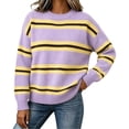 thumbnail image 2 of Zeijnsda Womens Winter Sweaters Thicken Warm Striped Sweaters Crew Neck Knit Pullover Sweaters for Women, 2 of 6