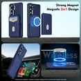 thumbnail image 6 of Compatible with Magsafe for Samsung Galaxy S25 Wallet Case with Adjustable Stand, RFID Blocking Magnetic Card Holder Kickstand 2 in 1 Detachable Case for Women Men, for S25, Darkblue, 6 of 8