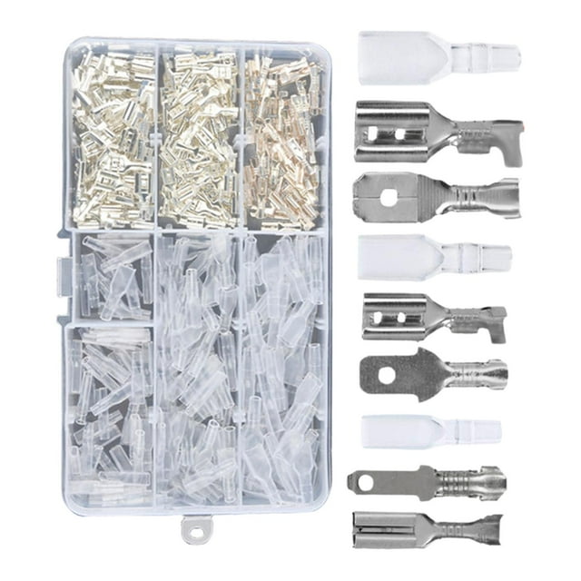 Kit surtido de terminales de crimpado para conectores de cables de 315 piezas, duradero, de latón con aislamiento. Plata