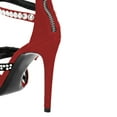thumbnail image 4 of FSJ Women Rivets Studded Crisscross Straps Sandals with Rhinestones Open Toe Zipper Stiletto High Heels Sexy Cocktail Party Dressy Shoes Size 8 Red, 4 of 4