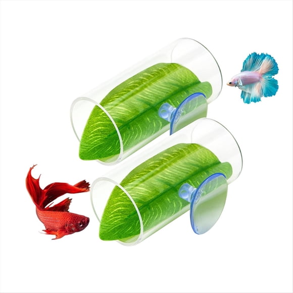 Túnel Acrílico para Peces , Paquete de 2, Almohadilla de Hojas Que Simula el Hábitat Natural de Zonas de Desove.