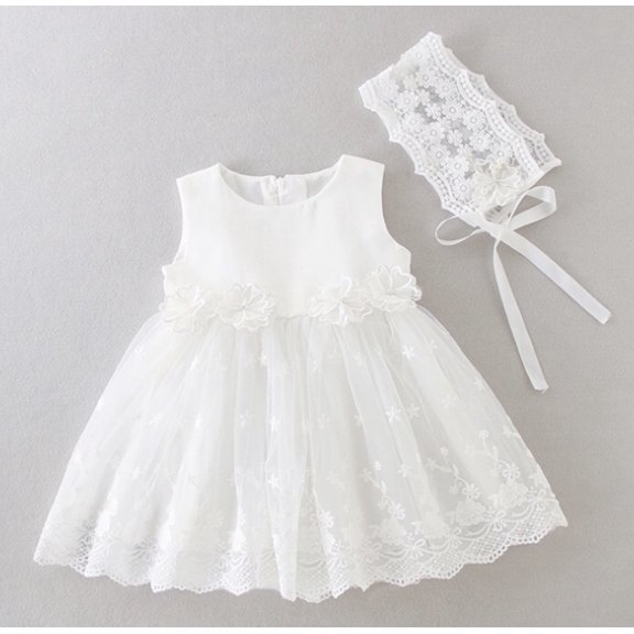 Laurenza's Baby Girls Sleeveless Baptism Dress Christening Gown with Shawl 12M