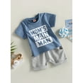 thumbnail image 3 of Bagilaanoe 2pcs Toddler Baby Boys Short Pants Set Short Sleeve Letter Print T Shirt Tops + Shorts 6M 12M 18M 24M 3T Kids Casual Summer Outfits, 3 of 9