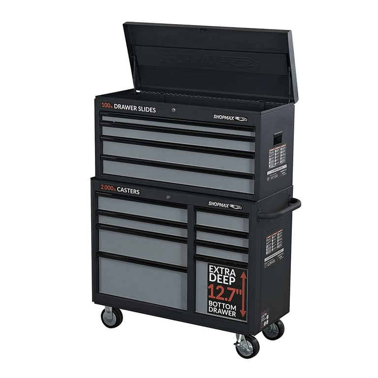 41 in. W 12-Drawer Tool Chest and Cabinet Combo with Side Table in Gloss Black 41 in. W 12-Drawer Tool Chest and Cabinet Combo with Side Table in Gloss Black