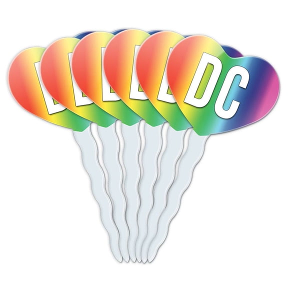 DC Heart Love Cupcake Picks Toppers - Set of 6
