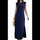 thumbnail image 2 of Vestido Maxi de Verano 2025 para Mujer, Informal, Holgado, con Abertura, Sin Arrugas, , con Cuello Redondo y Bolsillos, Azul Marino XL, 2 of 9