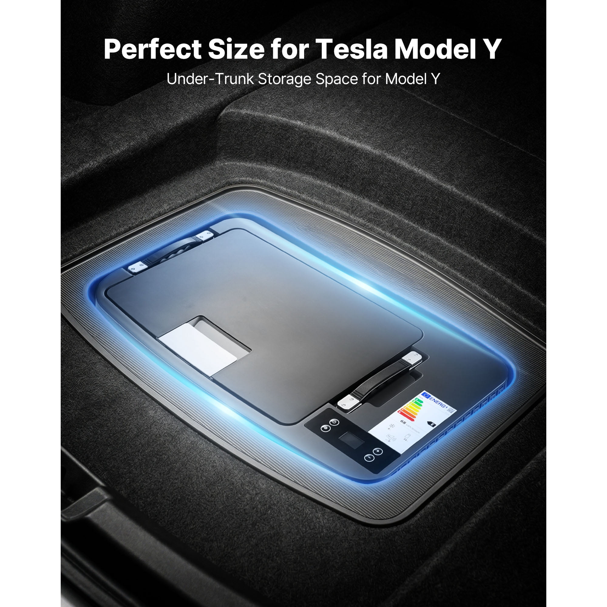 KFFKFF 12 Volt Portable Refrigerator, 37 QT/35L Car Cooler for Tesla Model Y, Electric Freezer with APP Control, 12V/24V DC, Temperature Range -8℉ to 50℉