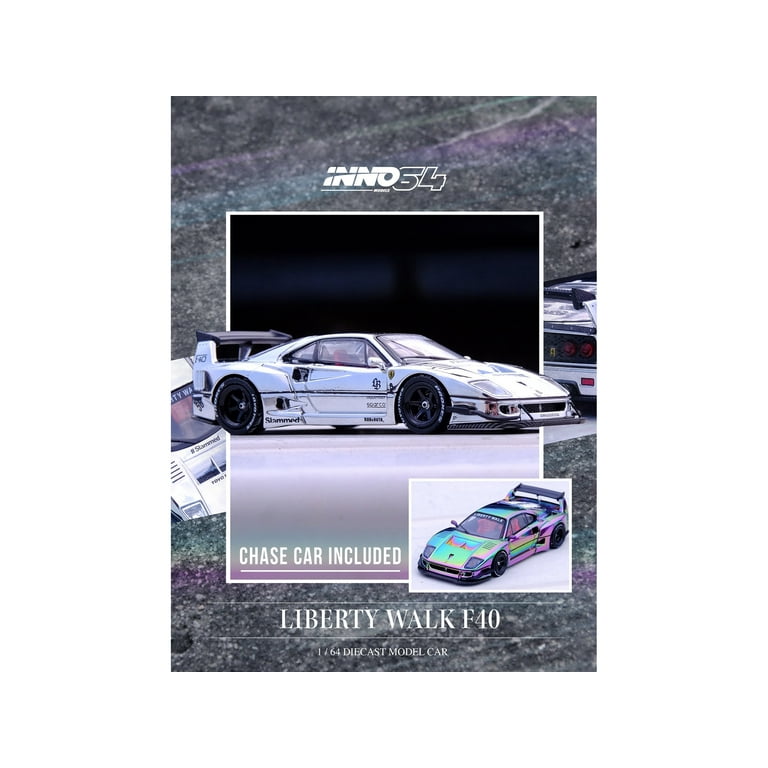 LBWK (Liberty Walk) F40 Chrome Silver 1/64 Diecast Model Car
