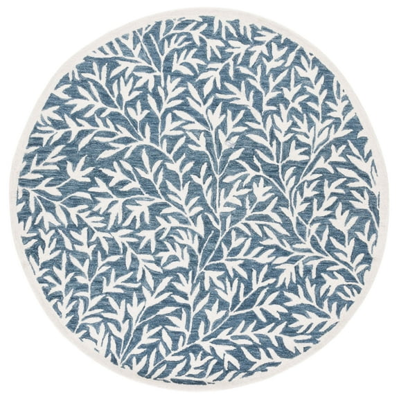 SAFAVIEH Jardin Zahara Floral Area Rug, Blue/Ivory, 6' x 6' Round