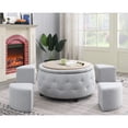 thumbnail image 2 of AC Pacific Matt Round Storage Ottoman with Reversible Tray Top, Light Grey, 2 of 5