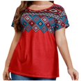 thumbnail image 1 of Birdeem Blouses pour Femmes Grande Taille d'Été Décontractée Imprimée Col Rond Manches Courtes, 1 of 1