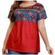thumbnail image 1 of Camiseta de Manga Corta de Cuello Redondo Impresa Casual de Tamaño Grande Hecha de Cómodo Estante de Imitación para el Uso Diario, Camisetas Cortas para Mujeres, 1 of 9
