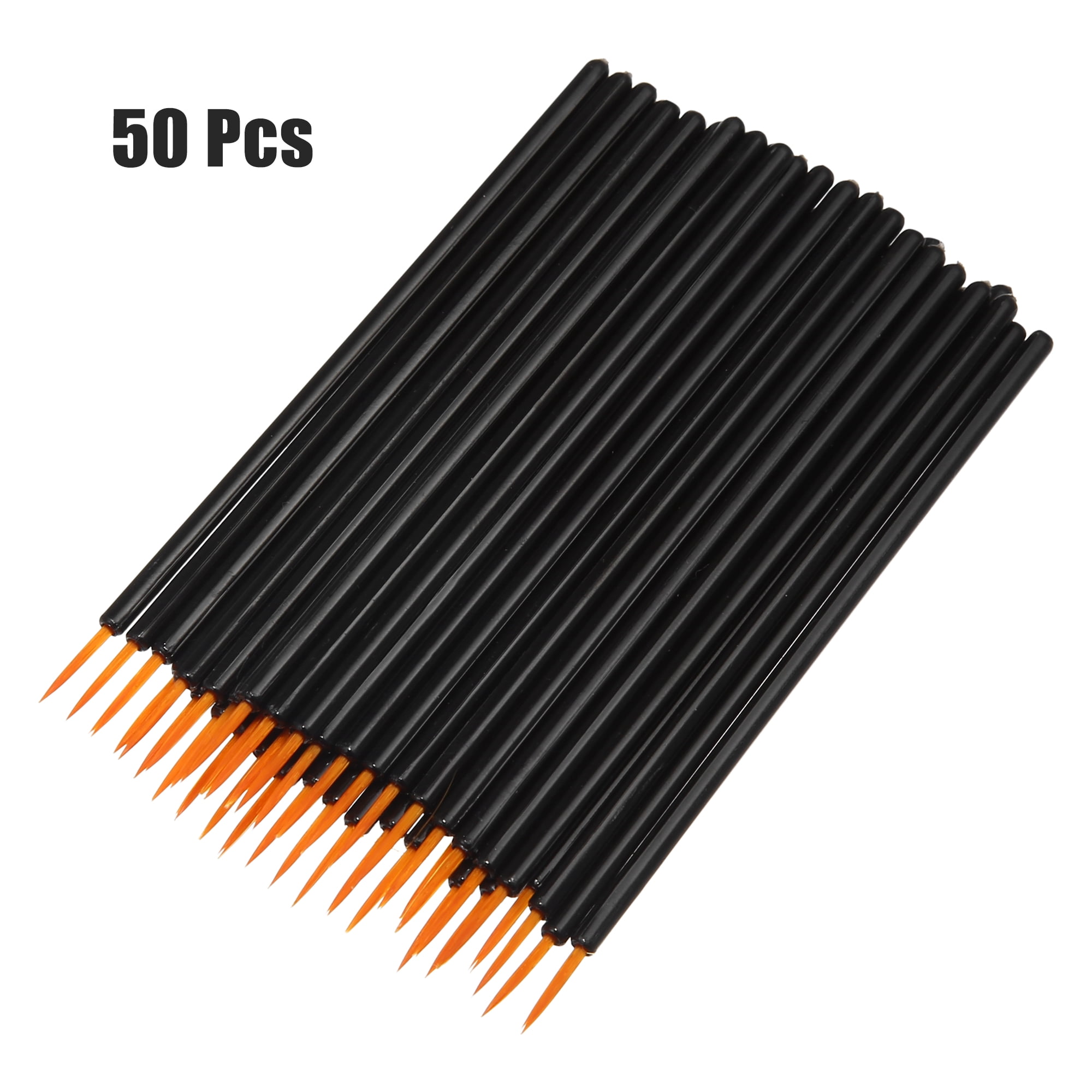 Unique Bargains 50 Pcs Eyeliner Brushes Applicators with Cover Eyeliner Brushes Black