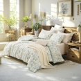 thumbnail image 4 of Nayoroom 3 Pieces Soft Microfiber Boho Floral Duvet Cover Green Botanical King Bedding Set with Colorful Flower Print Pattern, 4 of 5
