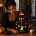 thumbnail image 6 of sruoe Halloween Stained Glass House Table Lamp, Witch Hat LED Light Prop, Halloween Seasonal Desktop Ornament, Halloween Holiday Decor for Tabletop Mantel Shelf, 6 of 6