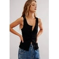 thumbnail image 2 of Women Ribbed Tank Tops Sleeveless Button Down Camisole Summer Scoop Neck Cropped Top Black S, 2 of 6