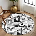 thumbnail image 2 of Round Area Rug 8 Ft, Paris Tower Washable Non-Slip Circle Carpet for Living Room/Bedroom, Vintage Architectural Hand-Painted Aesthetic Collection Low-Profile Large Area Rugs for Indoor, 2 of 8