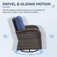 thumbnail image 5 of Gymojoy 3 Pieces Patio PE Wicker Conversation Set, Outdoor /Indoor Swivel Gliders Rocking Chair, Blue, 5 of 9