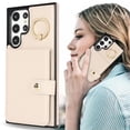 thumbnail image 6 of Allytechgroup Wallet Case for Samsung Galaxy S24 Ultra with Card Slots, RFID Blocking Ring Holder Kickstand Bumper Anti-Scratch Slim Phone Case Cover for Galaxy S24 Ultra, White, 6 of 8