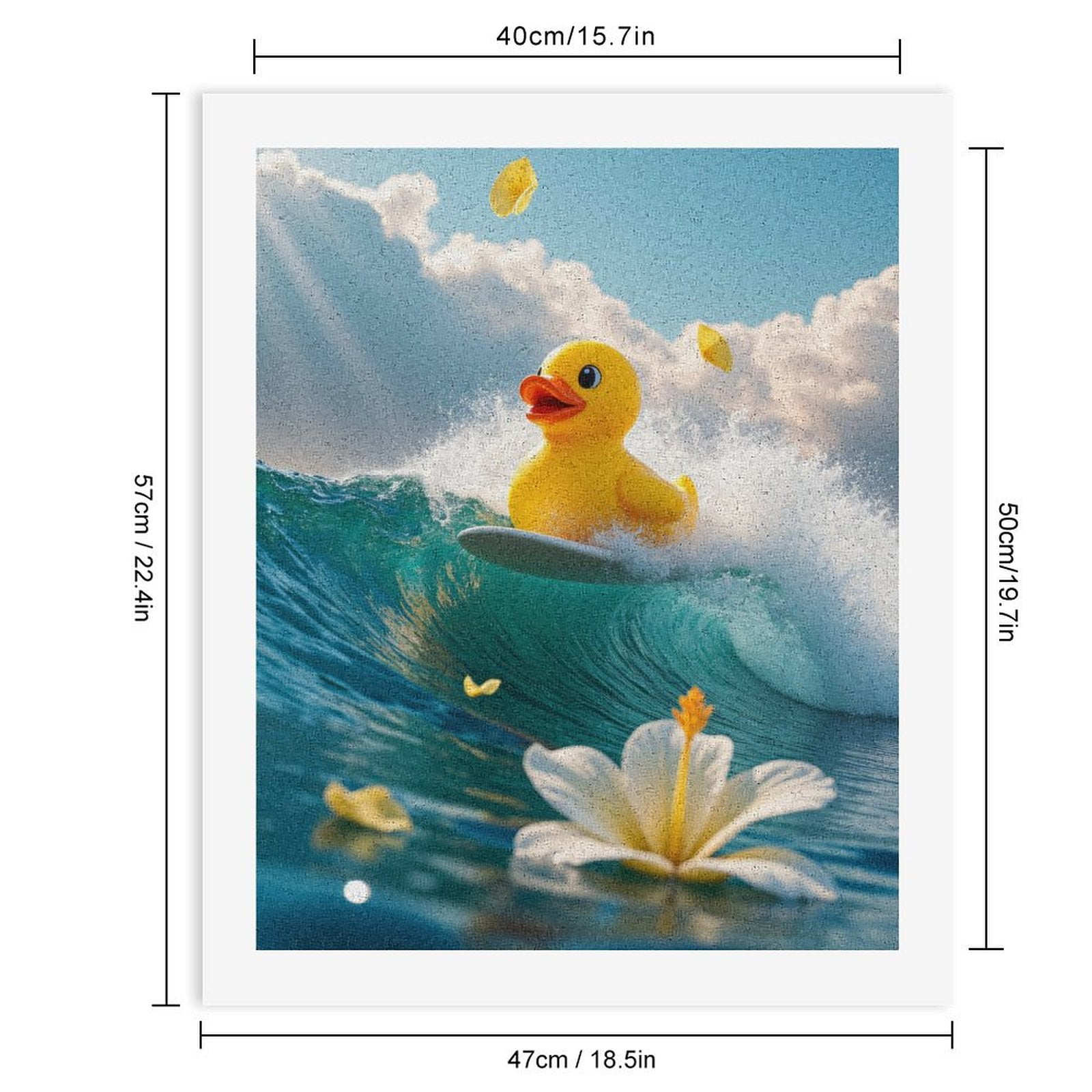 Paint By Numbers Kit for Adults Beginner - Rubber Duck Surfing Waves DIY Canvas Painting Kits for Adults, Frameless Paint By Number for Adults for Home Wall Decor 16x20 Inch