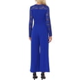 thumbnail image 3 of INSPIRAR CHIC Mono de Fiesta para Mujeres Elegante Cuello Redondo Manga de Encaje de Malla Suelto Pierna Ancha Romper M Azul Real, 3 of 5