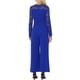 thumbnail image 3 of INSPIRAR CHIC Mono de Fiesta para Mujeres Elegante Cuello Redondo Manga de Encaje de Malla Suelto Pierna Ancha Romper M Azul Real, 3 of 5