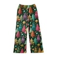 thumbnail image 4 of WTOBBY Women's Soft Plush Christmas Snowflake Tree Print Pajama Bottoms - Festive Holiday Sleepwear with Warm Fleece Lining for Winter Home Lounge and Casual Wear,Dark Green L, 4 of 5