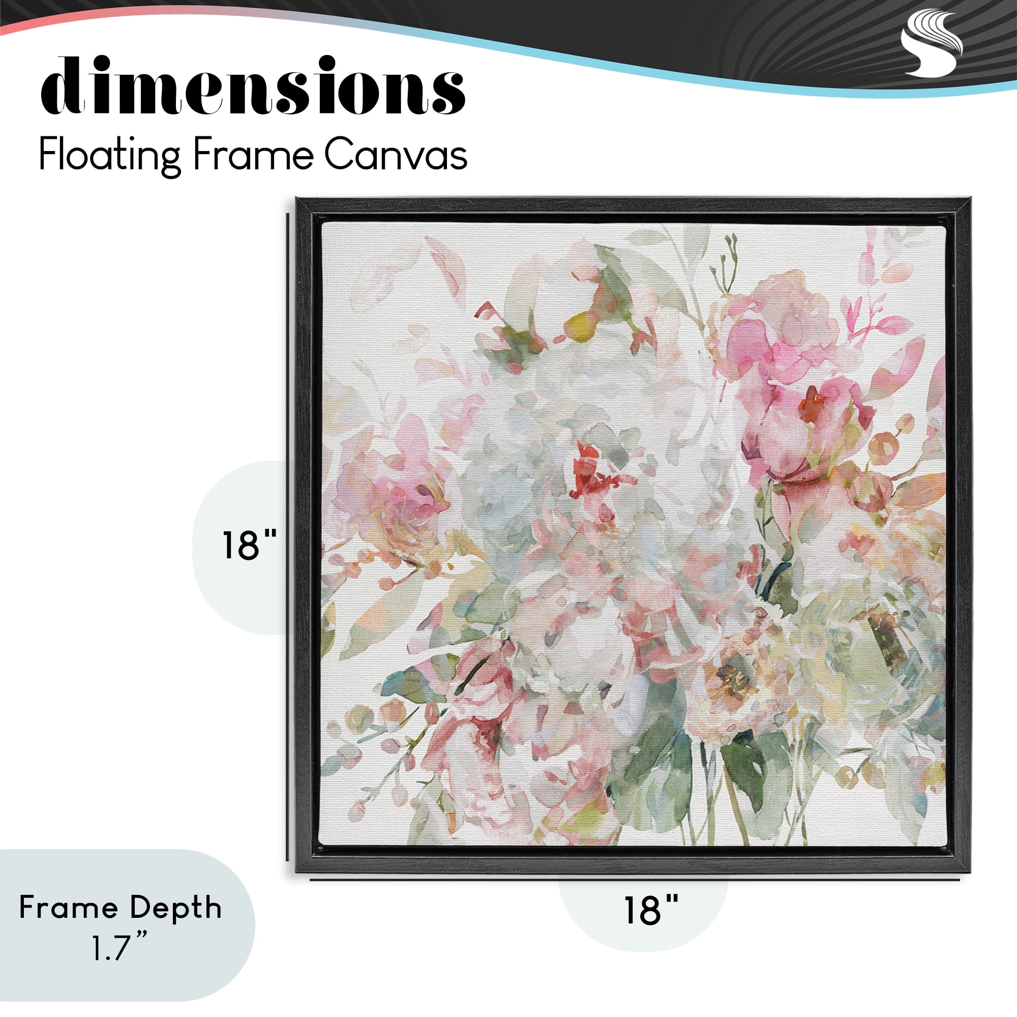 Stupell Industries Romantic Pastel Blossoms Black Framed Floater Canvas Wall Art, design by Carol Robinson
