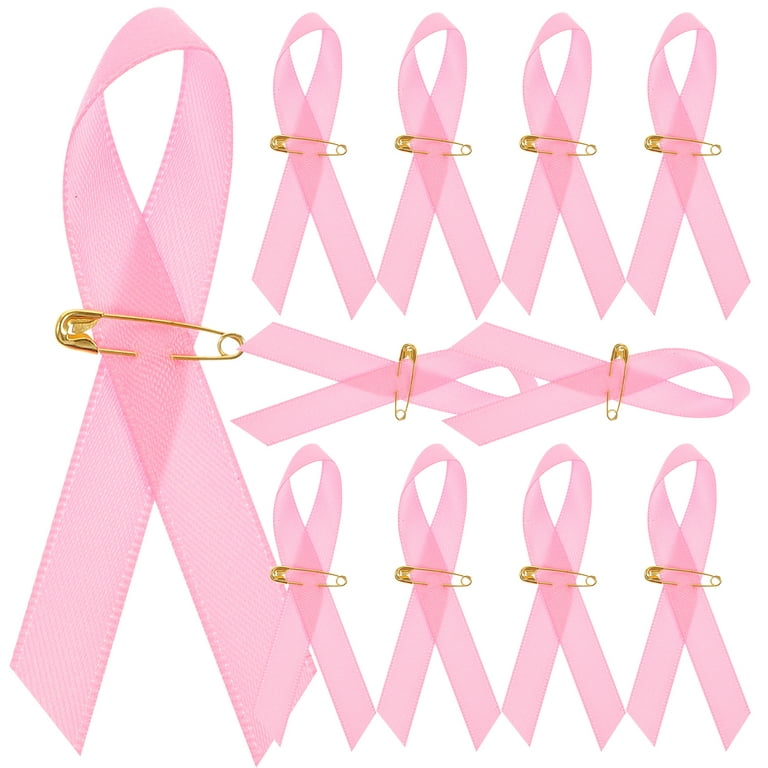 150 Pcs Breast Cancer Awareness Pink Ribbons Pins Wired Fabric Ribbons with  Safety Pins Lapel Pin Satin Ribbon for Charity Public Social Event Welfare