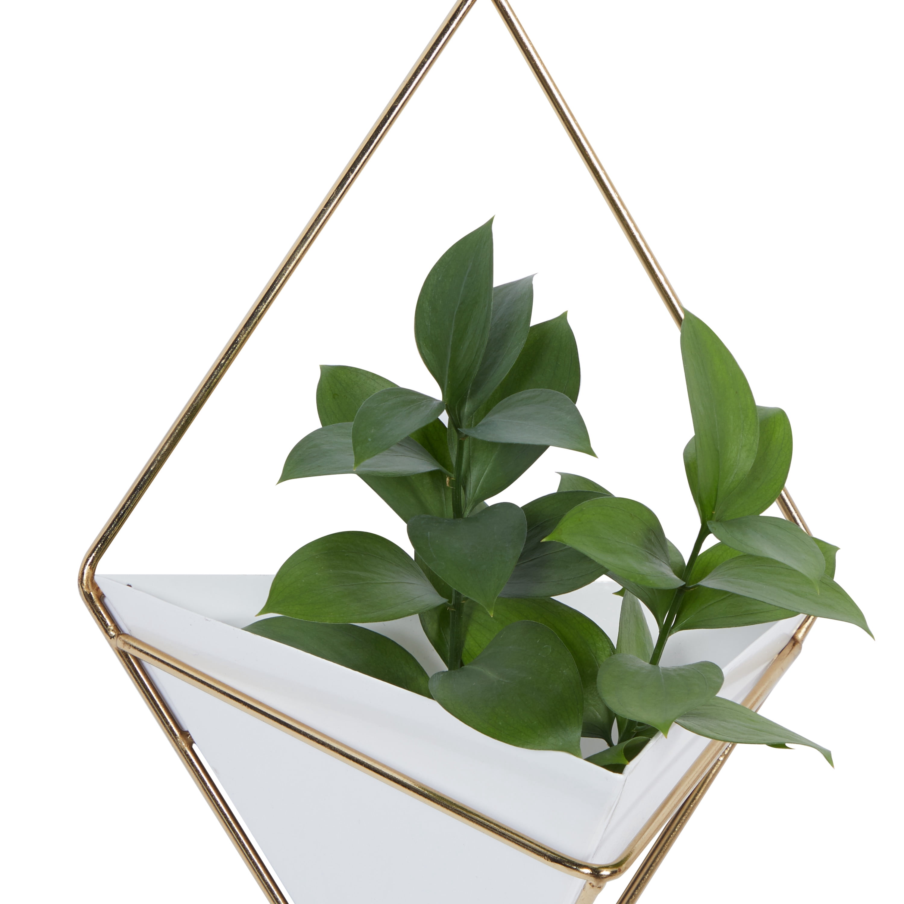 CosmoLiving by Cosmopolitan 8"W, 13"H Pyramid White Metal Indoor Outdoor Triangle Geometric Wall Planter (2 Count)
