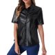 thumbnail image 4 of CAMISA DE CUERO PU INSPIRE CHIC CON BOTONES PARA MUJERES, BLUSA DE MANGA CORTA CON COLLAR, CHAQUETA, TOP DE FIESTA Y CLUB, TAMAÑO M NEGRO, 4 of 6