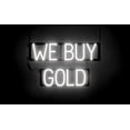 thumbnail image 1 of SpellBrite WE BUY GOLD LED Sign for Business. 24.3" x 15.0" White WE BUY GOLD Sign Has Neon Sign Look With Energy Efficient LED Light Source. Visible from 500+ Feet, 8 Animation Settings., 1 of 4