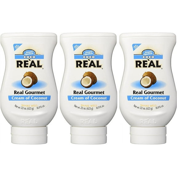 Coco Reàl, Cream of Coconut, 16.9 FL OZ Squeezable Bottle (Pack of 3)