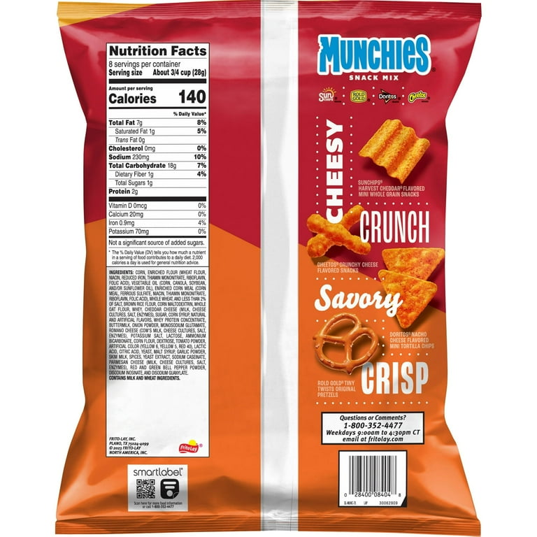Munchies Cheese Fix Snack Mix, 8 oz Bag-3pk, With Olive Green Bowl